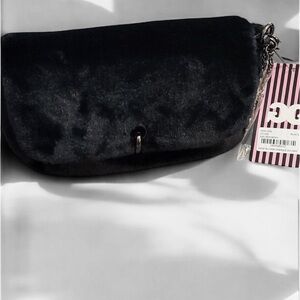 Black Velvet Crossbody Bag with Chain Strap